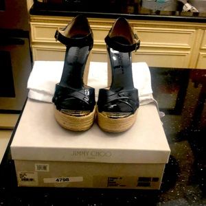 Jimmy Choo patent wedge heel